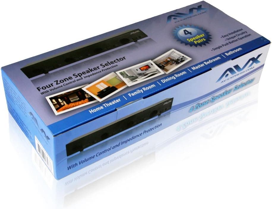 AVX Audio 4 Zone Speaker Selector with Individual Volume Control