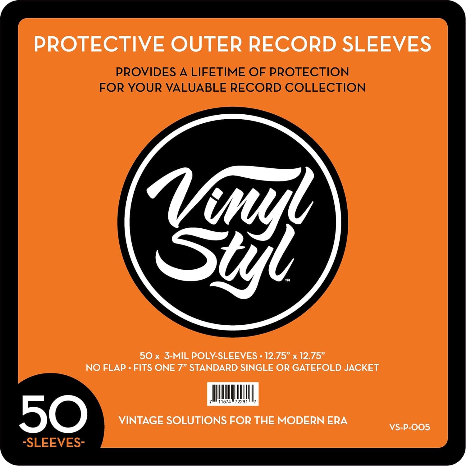 Vinyl Styl 12 Inch Vinyl Record Protective Outer Sleeves Open Top 50 Count (Clear)