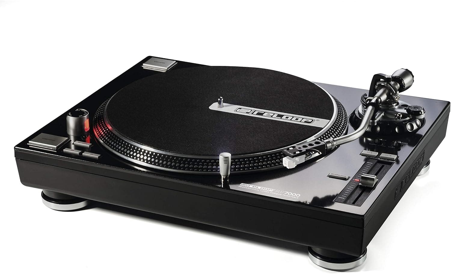 Reloop RP-7000 Quartz Driven DJ Turntable with Upper-Torque Direct Drive, Black