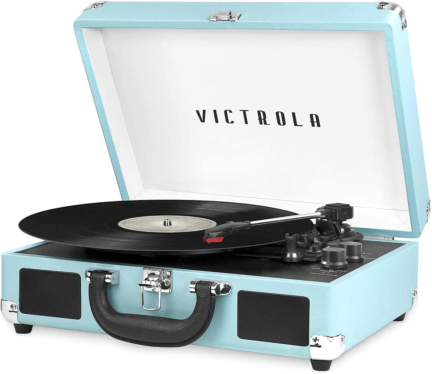 Victrola Journey Bluetooth Suitcase Record Player, Built-in Stereo Speakers, 3-Speed, Headphone Jack (Turquoise)