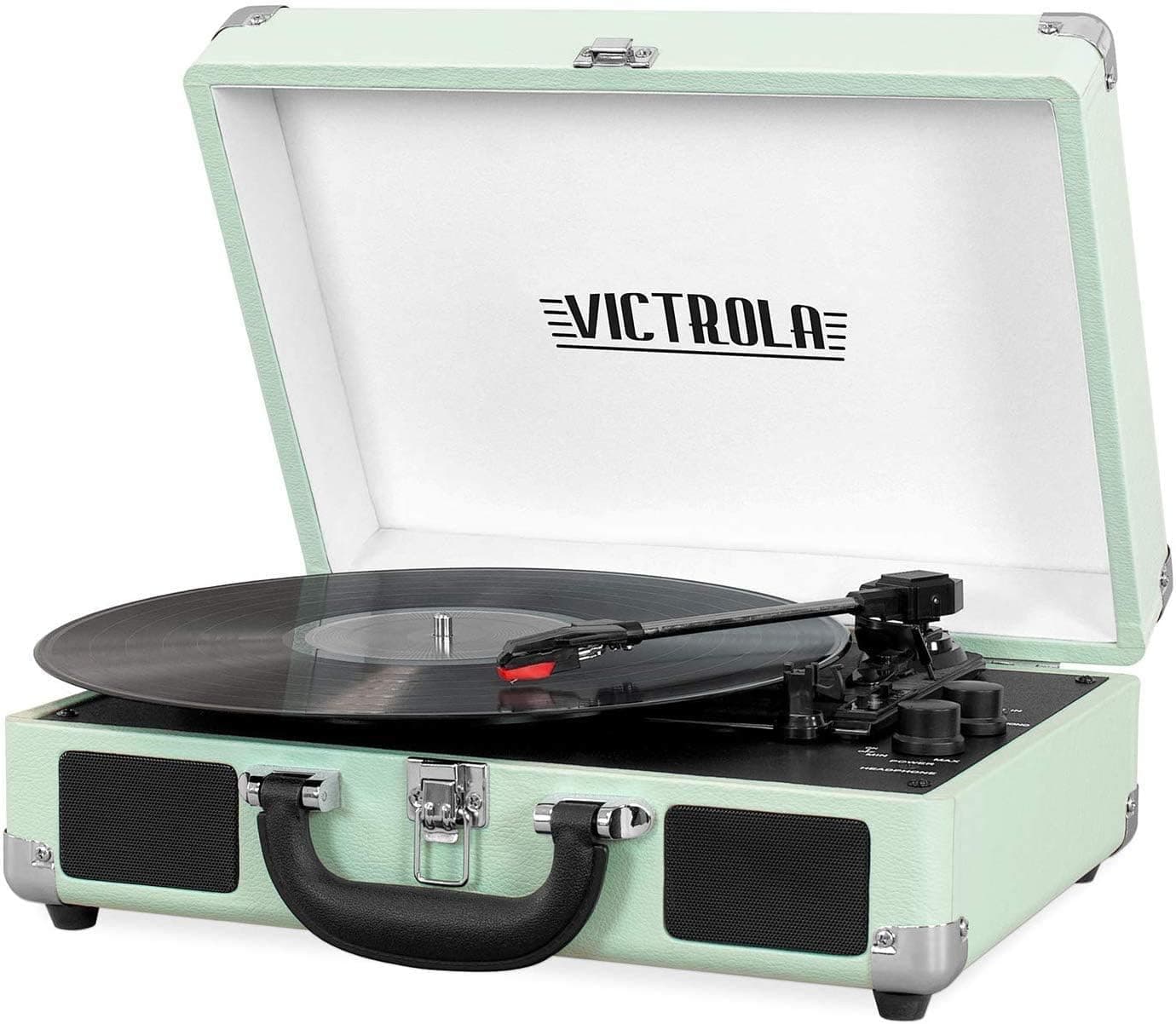Victrola Journey Bluetooth Suitcase Record Player, Built-in Stereo Speakers, 3-Speed, Headphone Jack (Mint)
