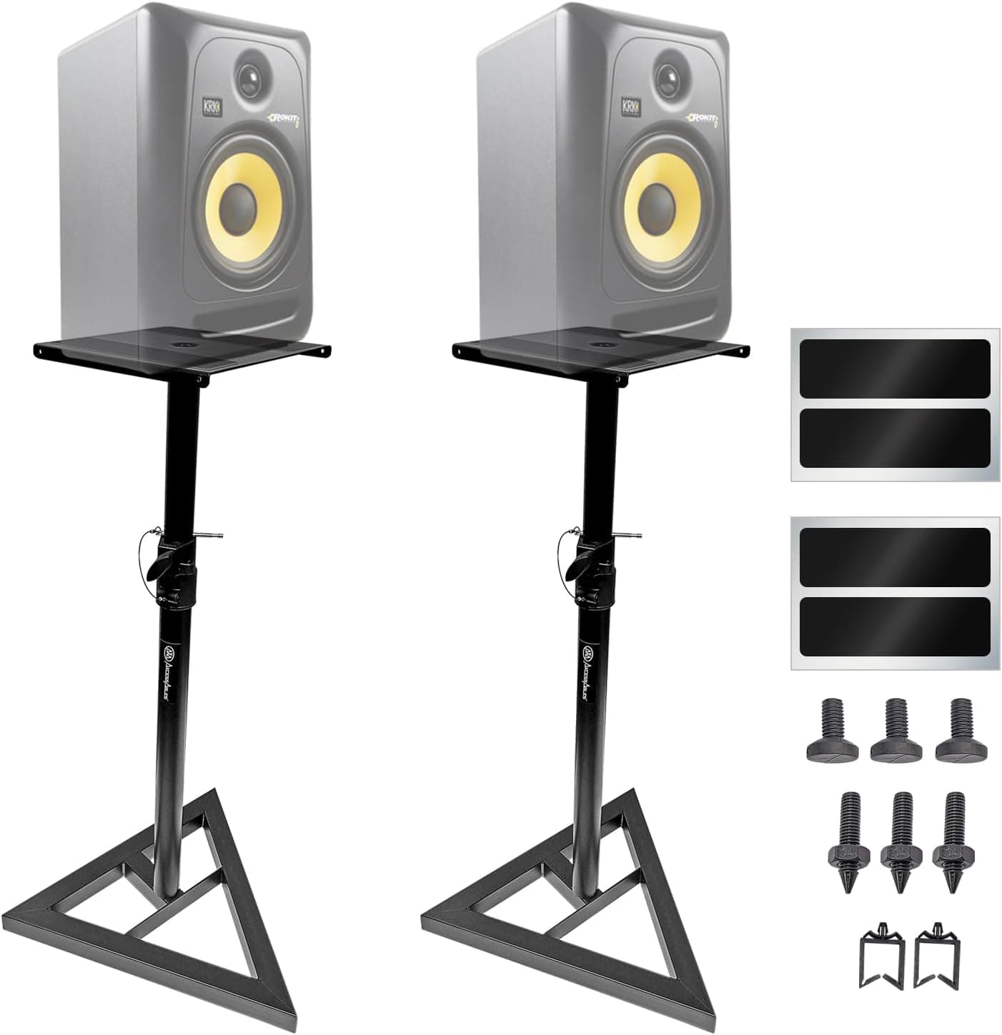 AxcessAbles Studio Monitor Speaker Stands Pair 80lb Capacity Adjustable 26-42 inch
