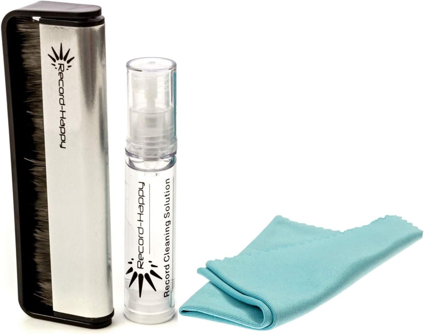 Record-Happy Vinyl Record Cleaning Brush Set Carbon Fiber Brush & Anti-Static Solution