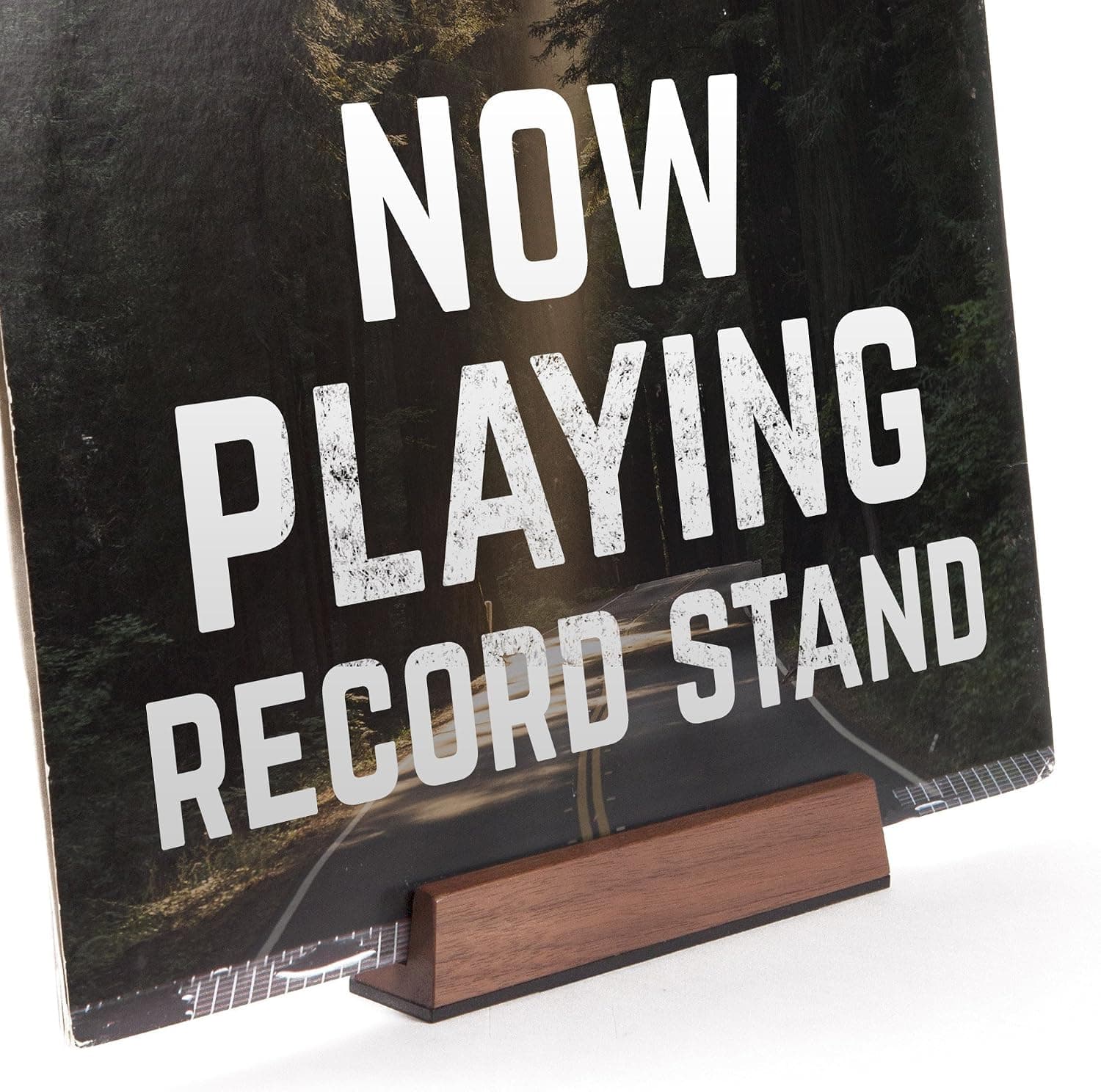 Now Playing Vinyl Record Album Cover Display Stand in Walnut