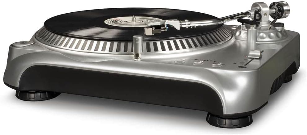 Crosley DJ100A-SI Direct Drive DJ Turntable with Built-in Preamp and RCA/USB Outputs, Silver
