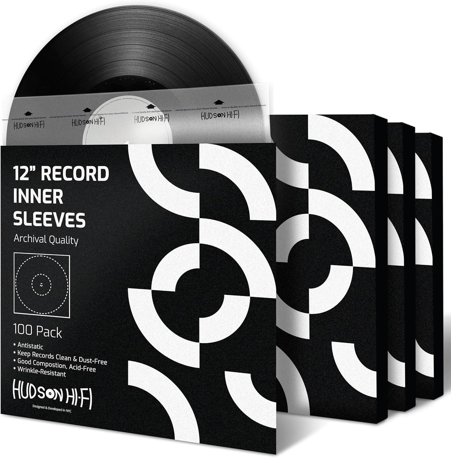 Hudson Hi-Fi Anti-Static Vinyl Record Sleeves Acid-Free Rice Paper 100x Inner Sleeves