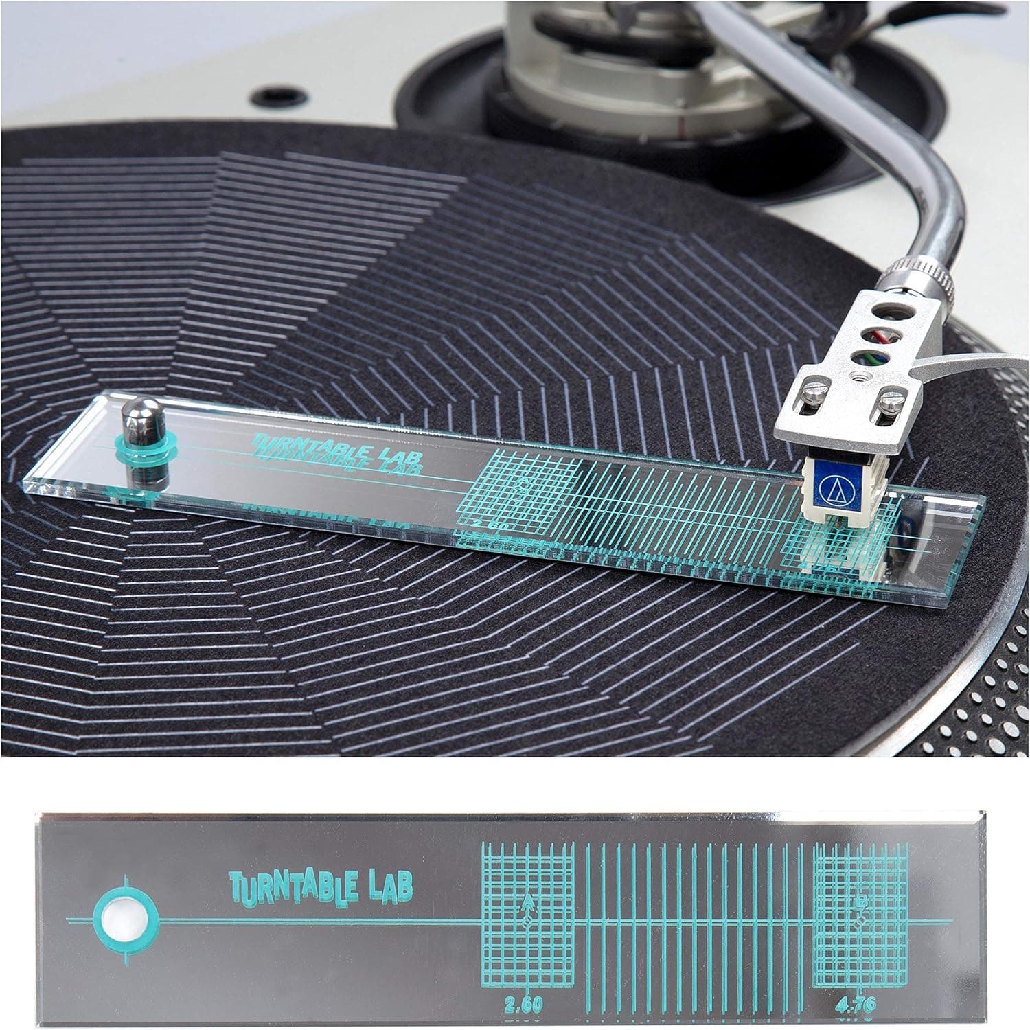 Turntable Lab Phono Cartridge Alignment Protractor Tool, Mirrored Surface