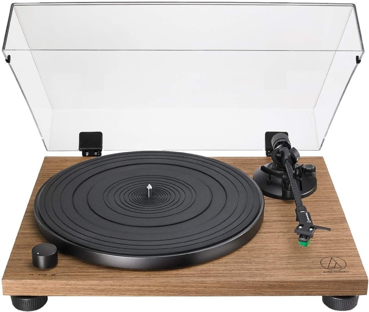 Audio-Technica AT-LPW40WN Fully Manual Belt-Drive Turntable, Carbon-Fiber Tonearm, Walnut