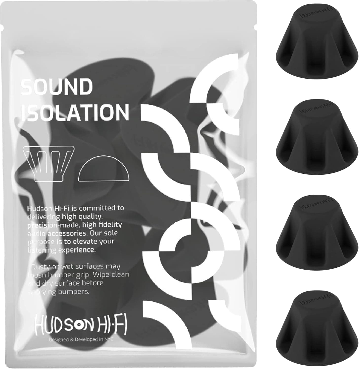 Bigfoot Speaker Isolation Feet, 4-Pack 1.5" Rubber Anti-Vibration Pads