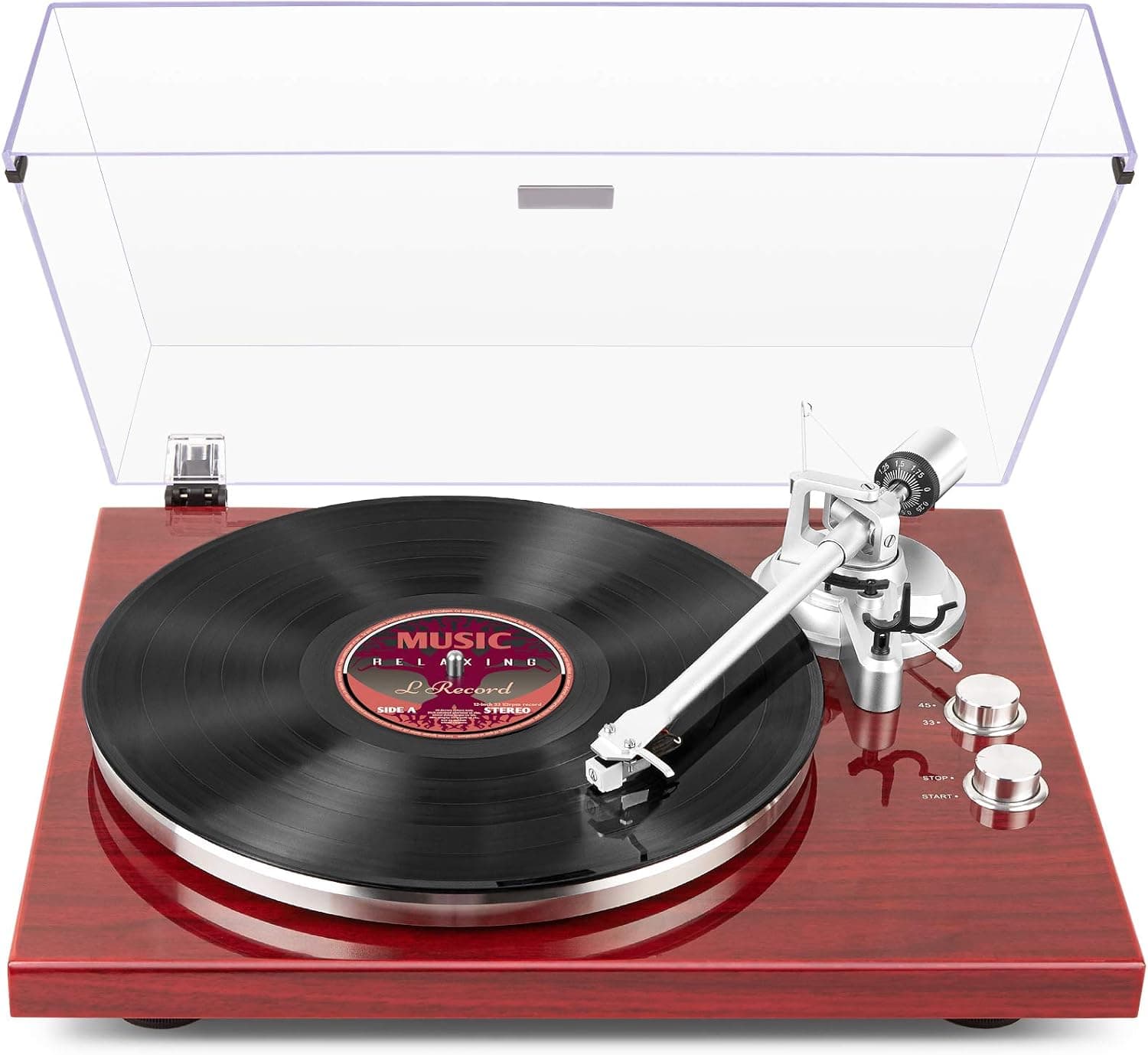 1 BY ONE Belt Drive Turntable with Bluetooth, Built-in Phono Pre-amp, USB Digital Output, Magnetic Cartridge, 33/45 RPM