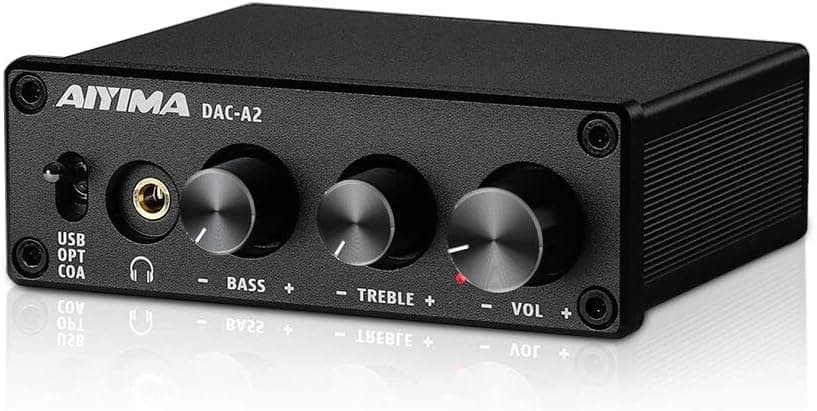 AIYIMA DAC-A2 Headphone Amplifier DAC with Bass/Treble, USB/Optical/Coaxial 24Bit 192kHz