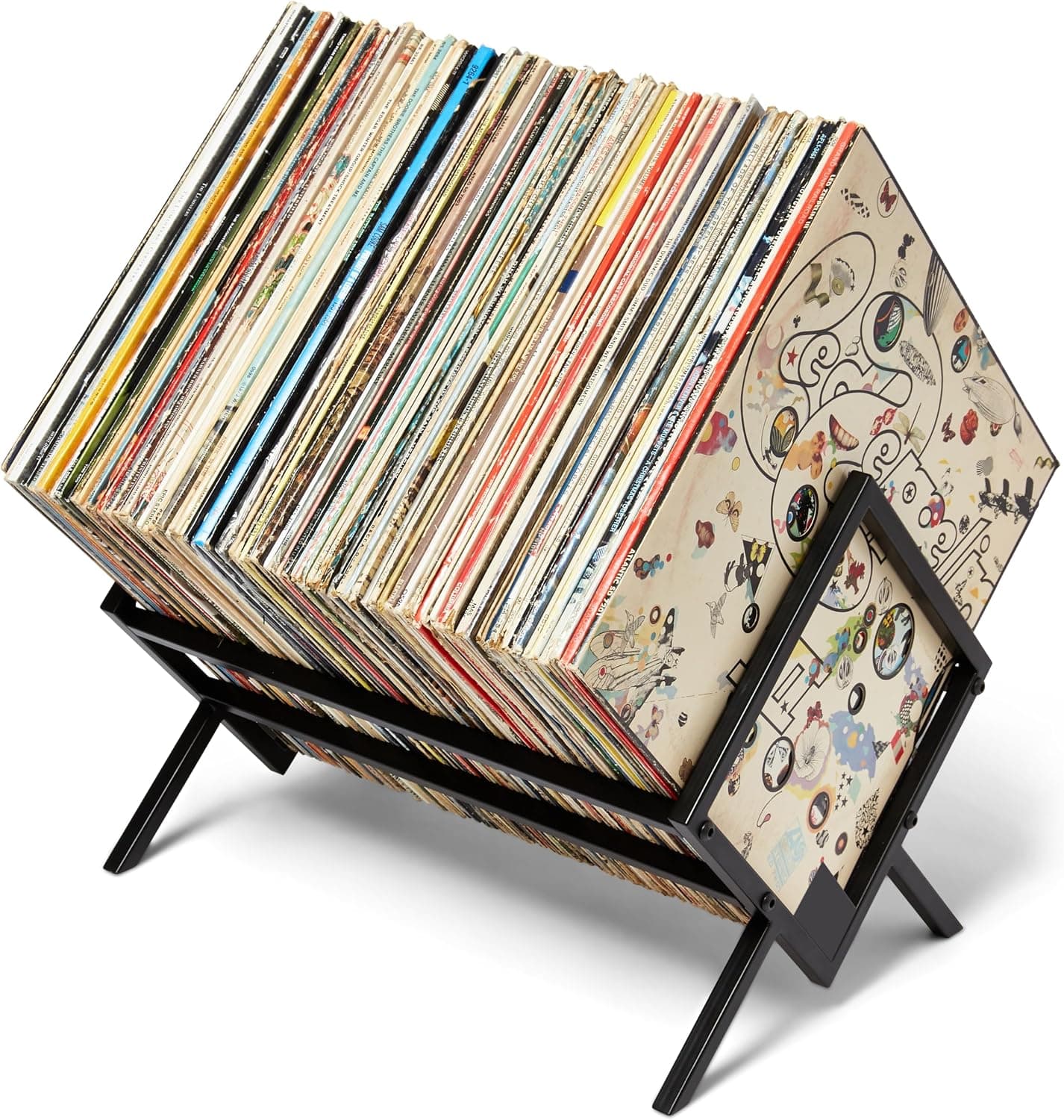 MODERN VINYL Record Storage Rack, Matte Black LP Holder Stand for 100 LPs