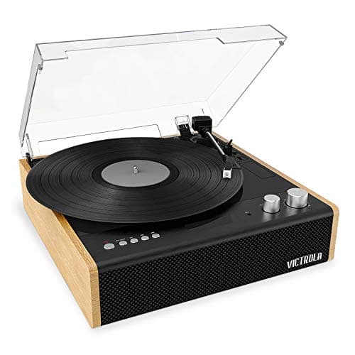 Victrola Eastwood - Bluetooth Record Player - 3-Speed Turntable, Premium MM Cartridge, Vinyl Stream for Wireless Streaming, Removable Dust Cover, Built-in Speakers (Bamboo)