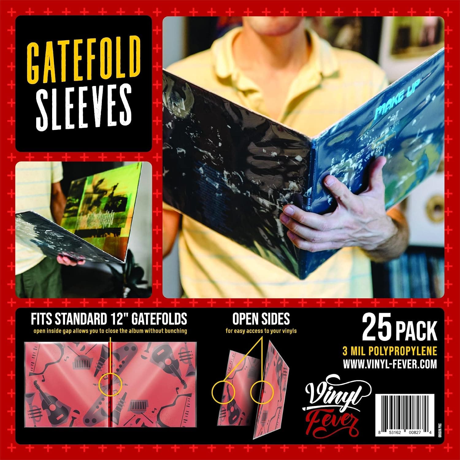 Vinyl Fever Gatefold Outer LP Sleeves 3 Mil Poly Clear 12 Inch (25 Pack)