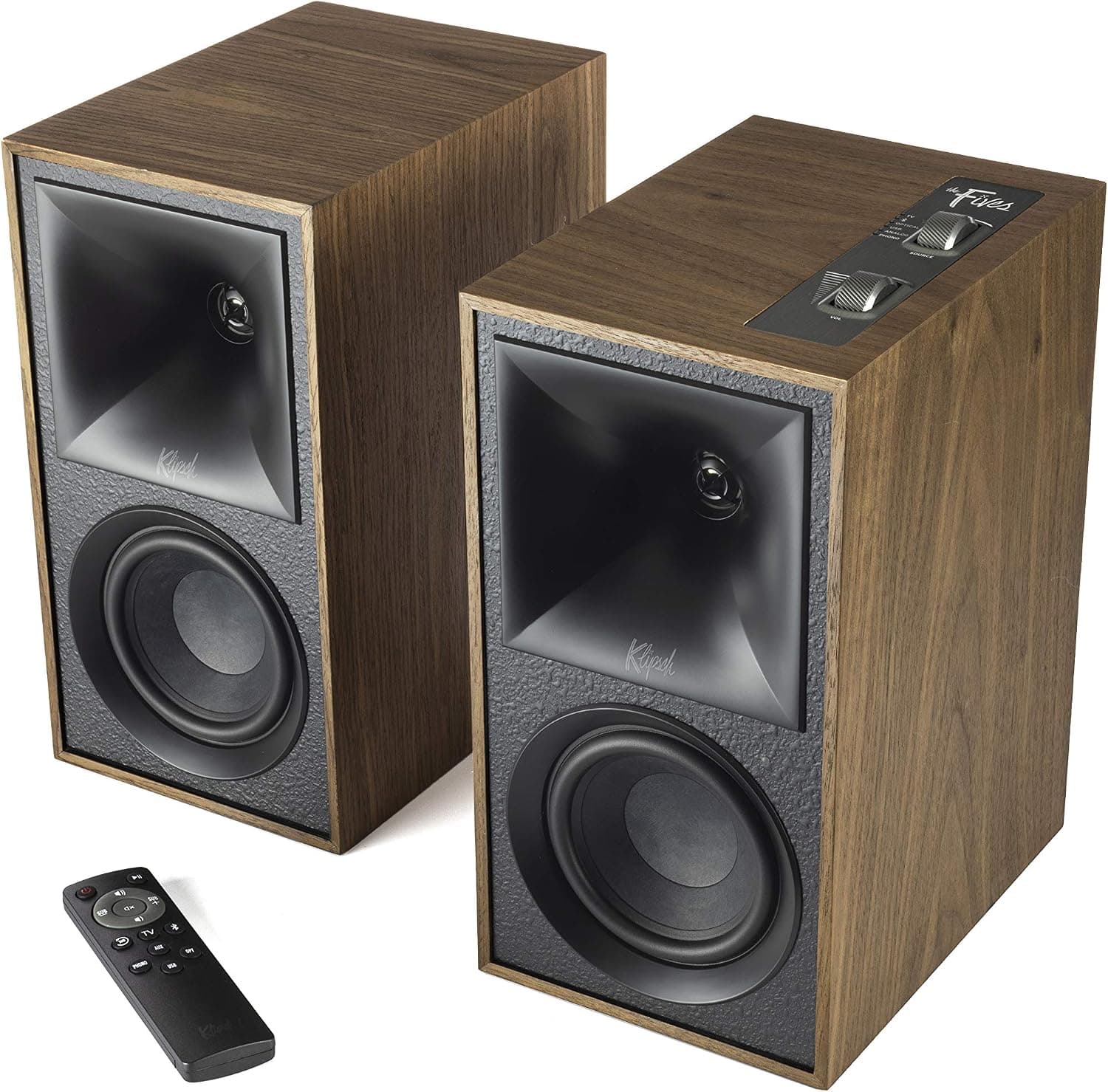 Klipsch The Fives Powered Bookshelf Speakers with HDMI-ARC (Walnut)