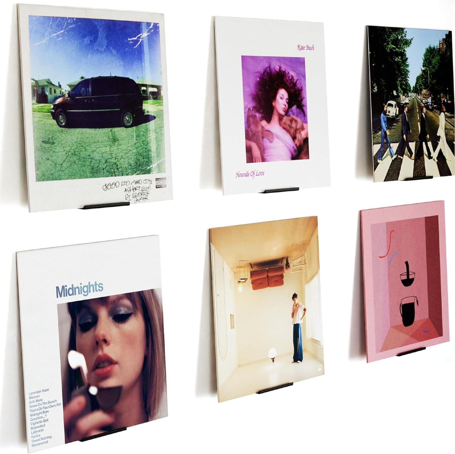 Vefunk Vinyl Record Display Shelf, Set of 6 Wall Mounted Floating Holders