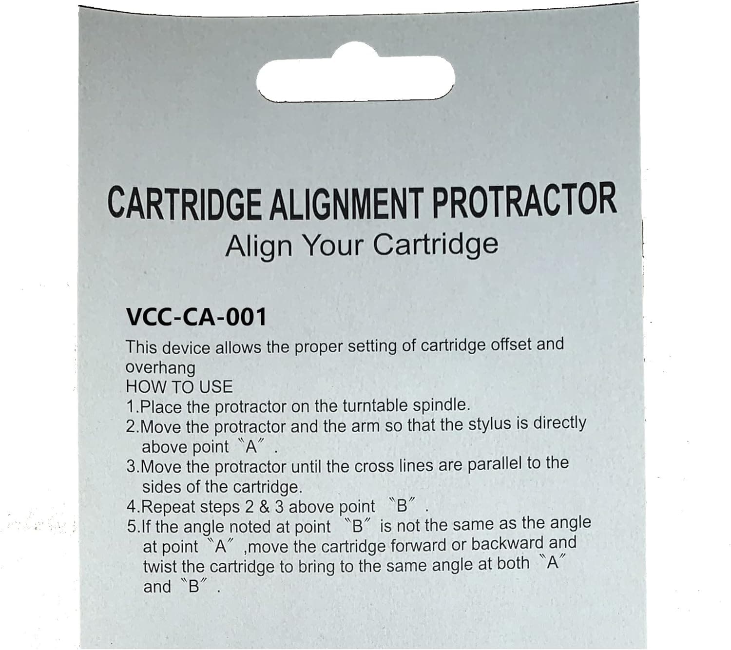 VCC Cartridge Mirrored Alignment Protractor Tool for Turntable Phono Stylus (Baerwald)