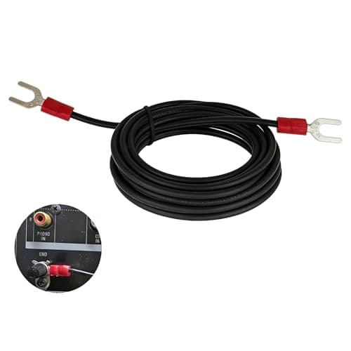 Turntable Ground Wire 5ft, 18AWG OFC Anti-Hum Grounding Cable Phono Ground Loop Eliminator, Spade Lug Connectors for Technics SL-1200 SL-1210 SL-1700 SL-1800 SL-1900 Pioneer Record Player Vinyl Setup