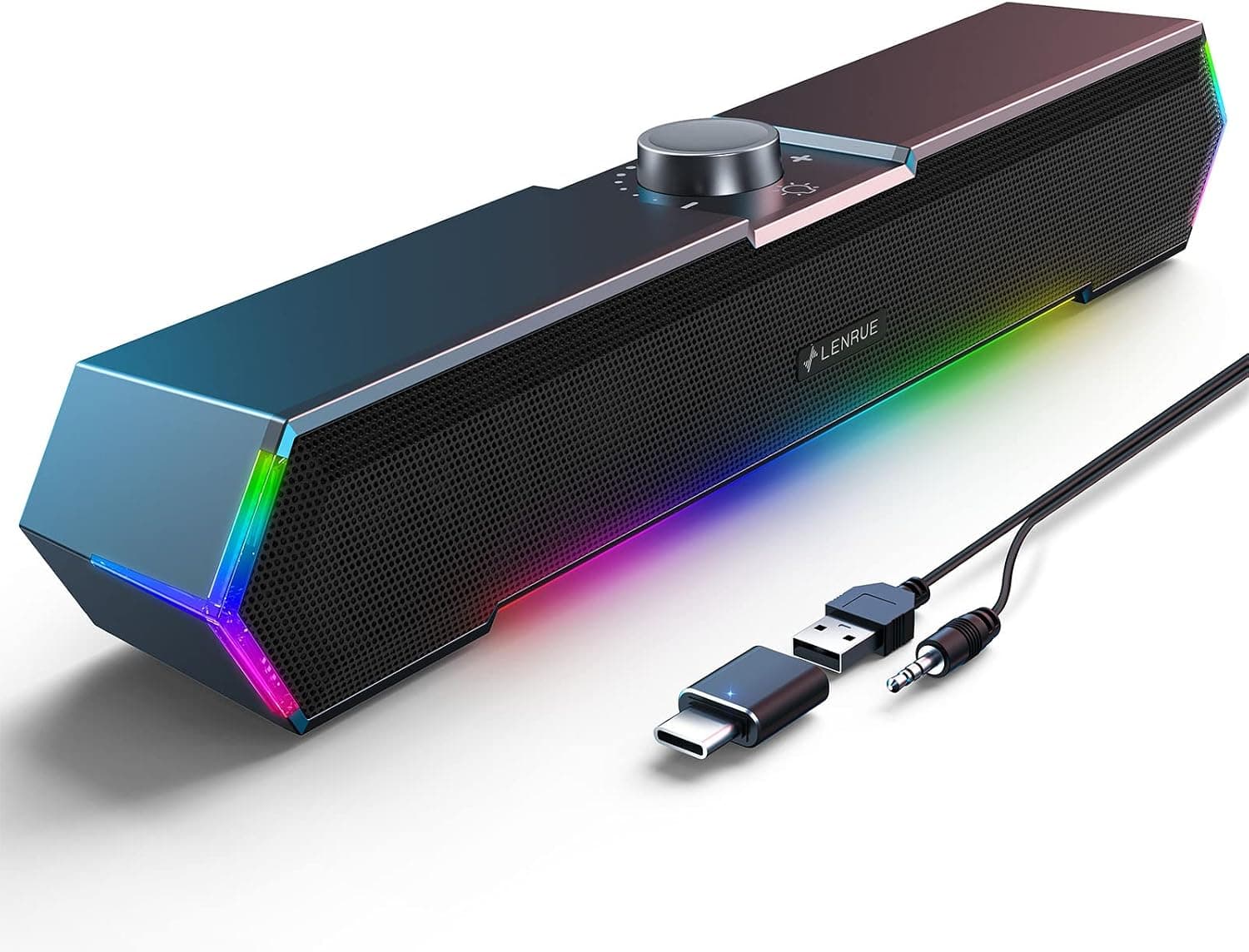 LENRUE G11 Computer Speakers for Desktop, Touch Lights, USB