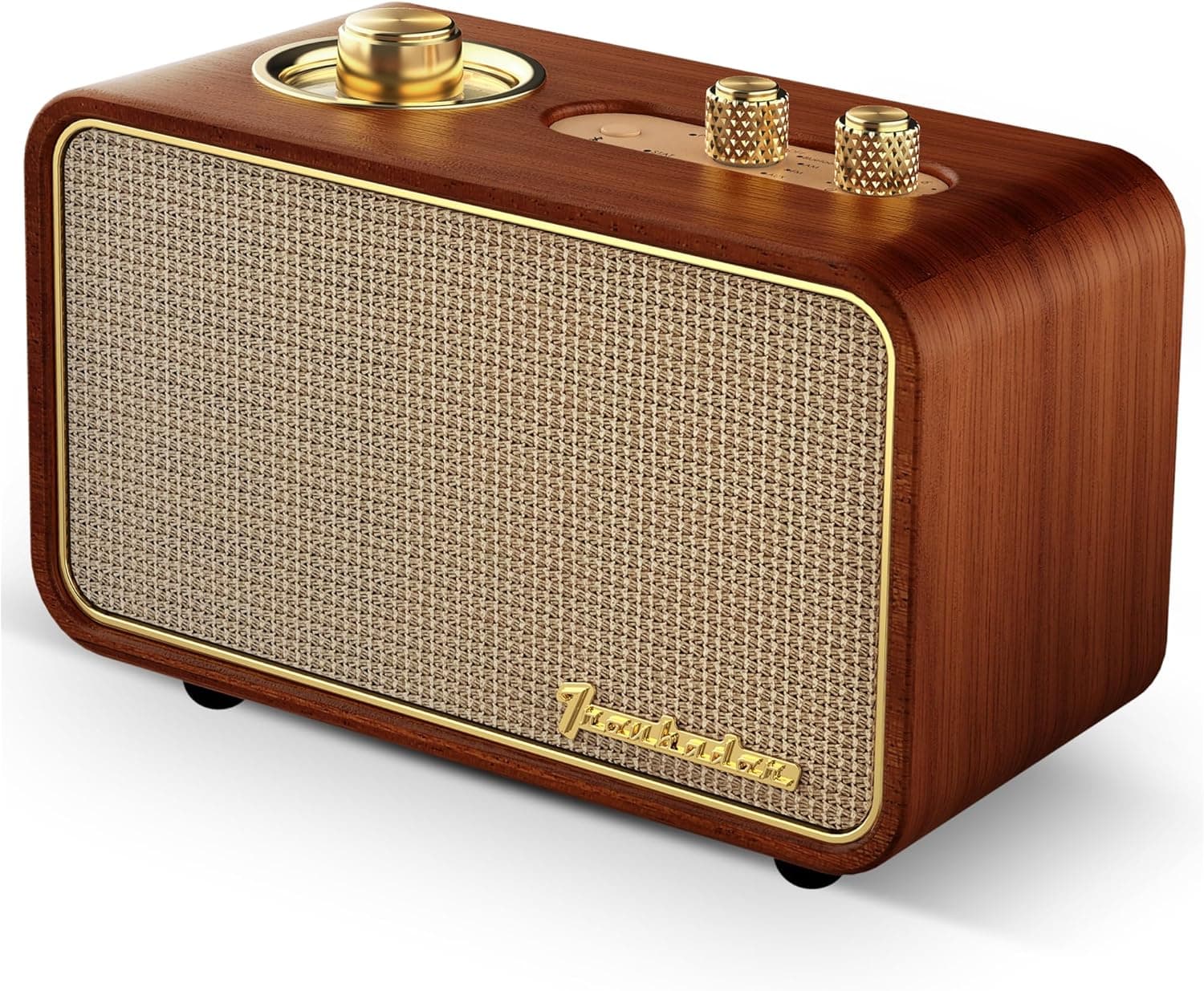 TRENBADER Vintage Bluetooth Speaker with AM/FM Radio Wood Frame Rotary Tuning Dial