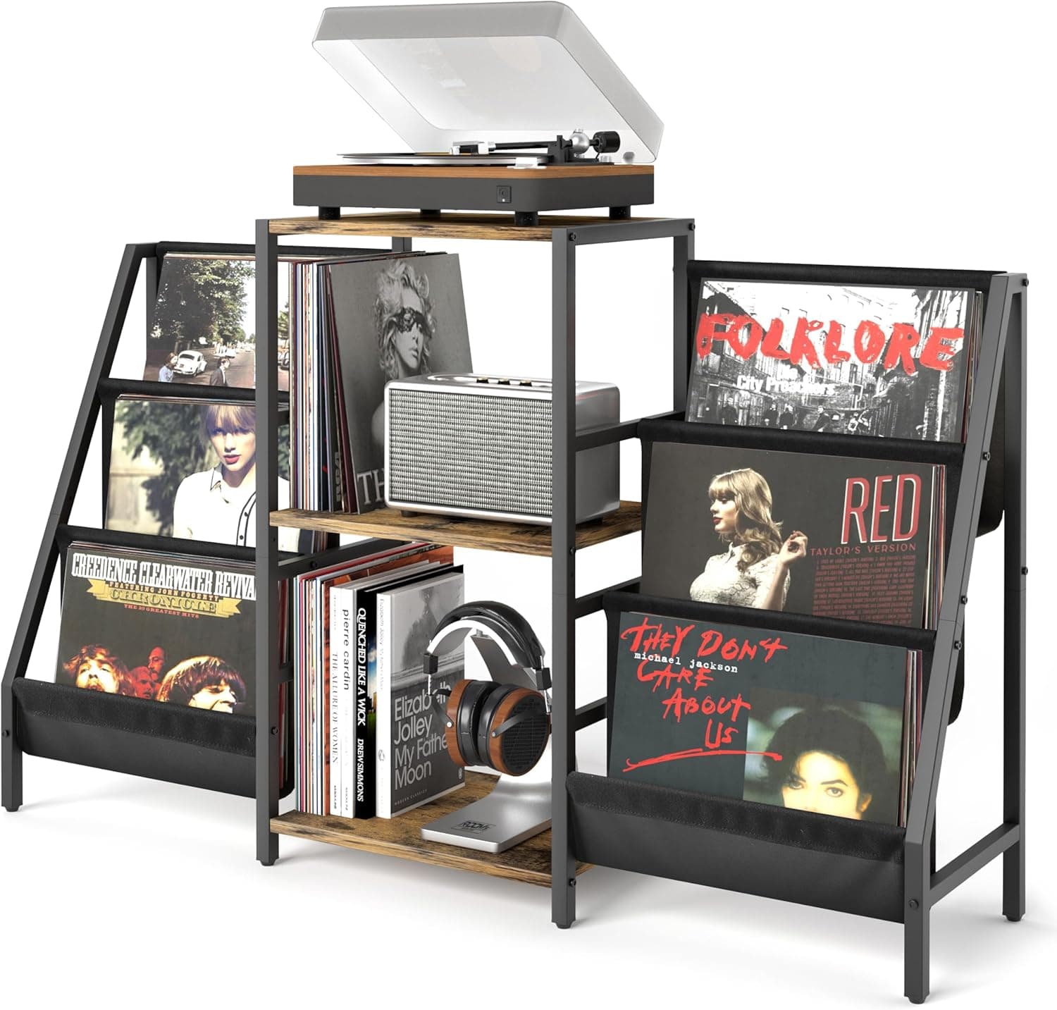 Record Player Stand with Vinyl Storage up to 280 Albums, Turntable Cabinet