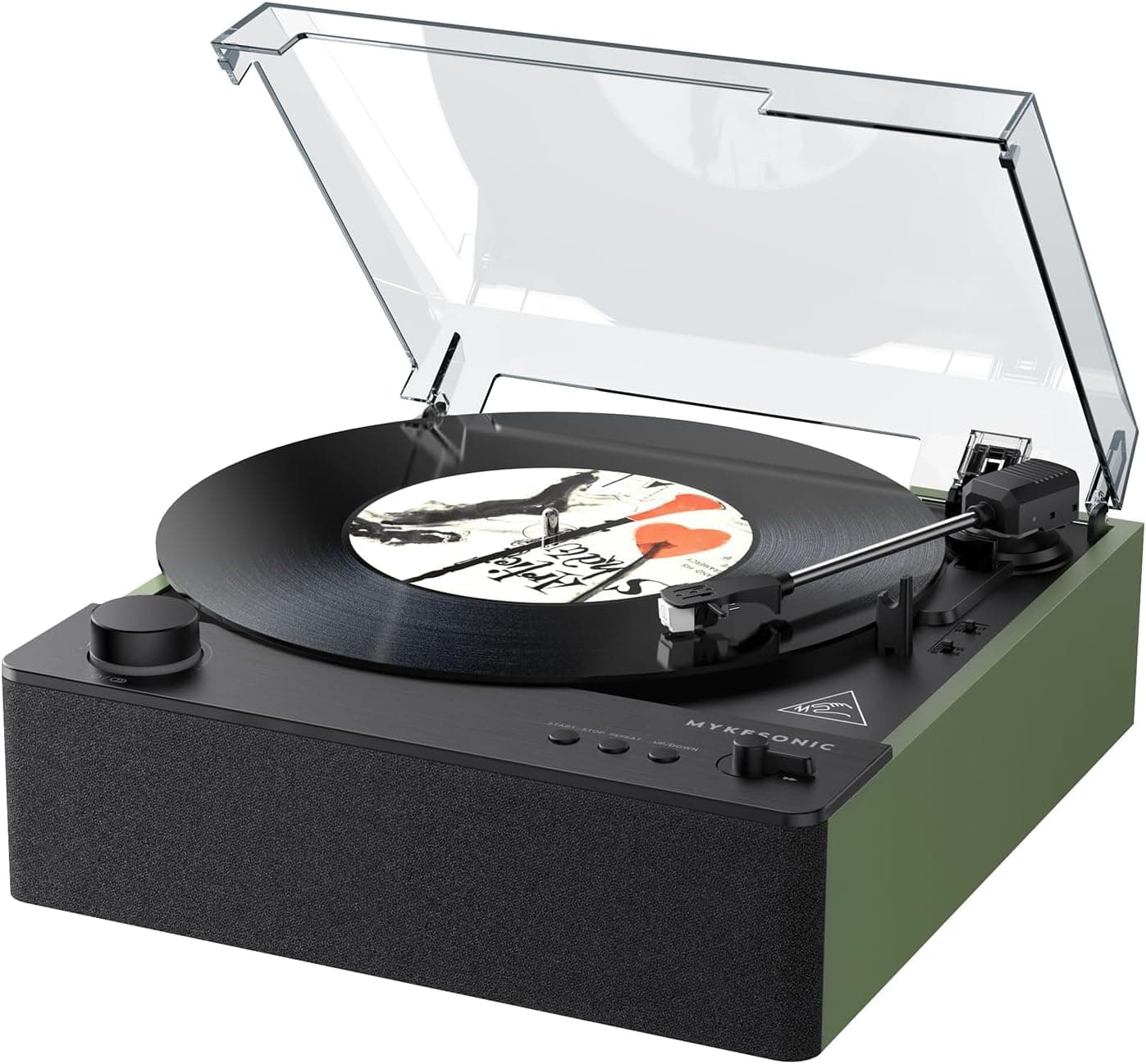 MYKESONIC Fully Automatic Record Player, Bluetooth Belt Drive Turntable, AT-3600L Cartridge, Hi-Fi Stereo Speakers (Green)