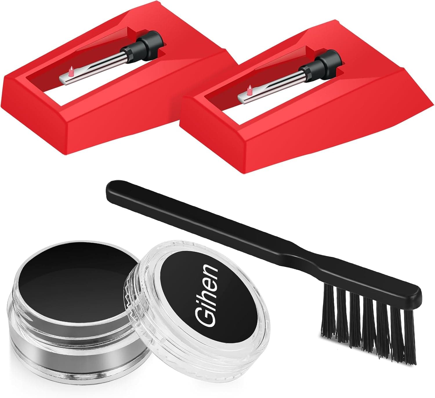 Record Player Needle Cleaner Kit 4-in-1 Stylus Cleaning Gel Needles Brush Storage Box