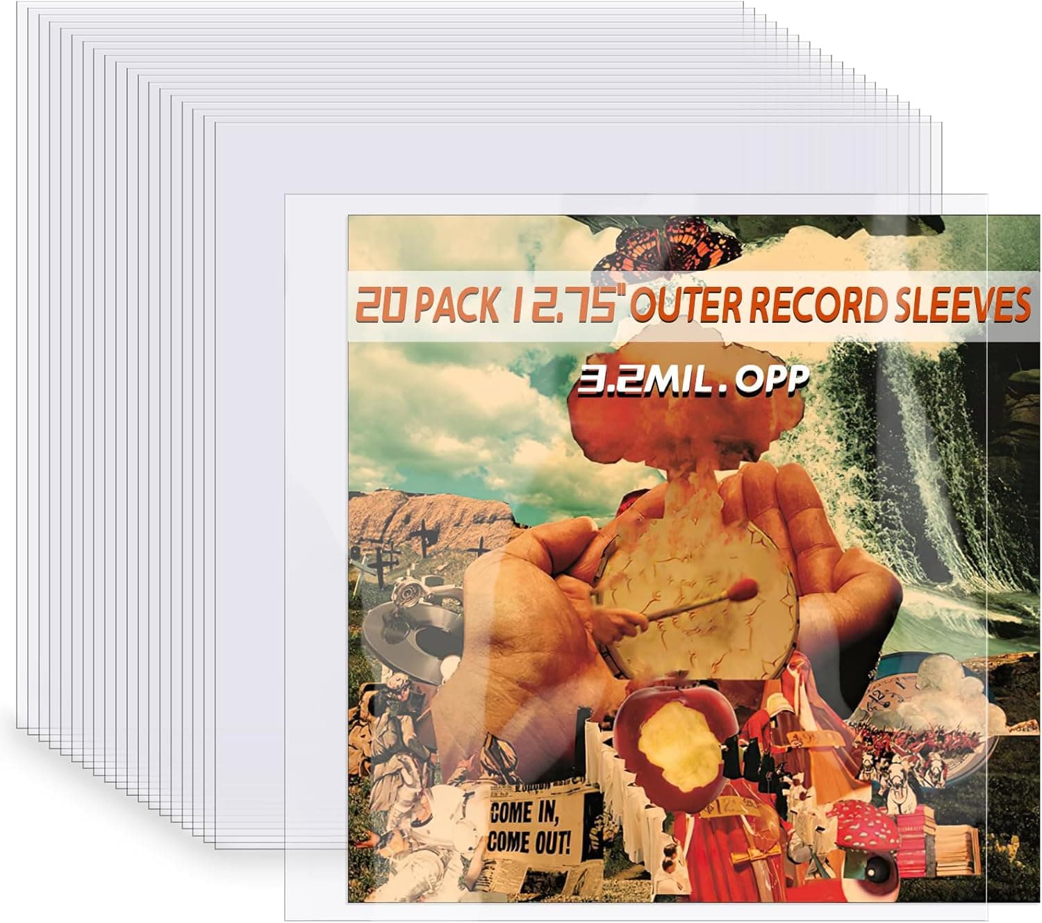 50 Pack Clear Plastic Vinyl Record Outer Sleeves 12.75" x 12.75" 3.2 Mil Thick