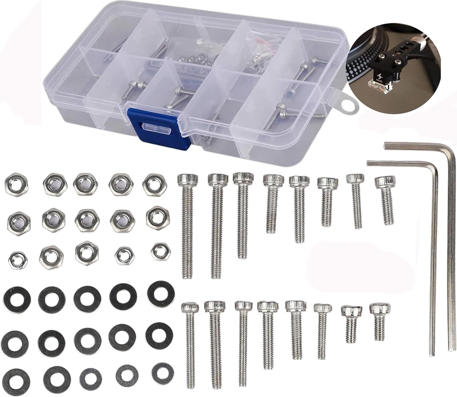 50Pcs Universal Turntable Headshell Cartridge Mounting Stainless Steel Hex Screws Kit