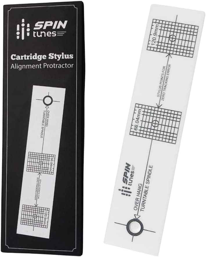SpinTunes Turntable Phono Cartridge Stylus Alignment Protractor Tool