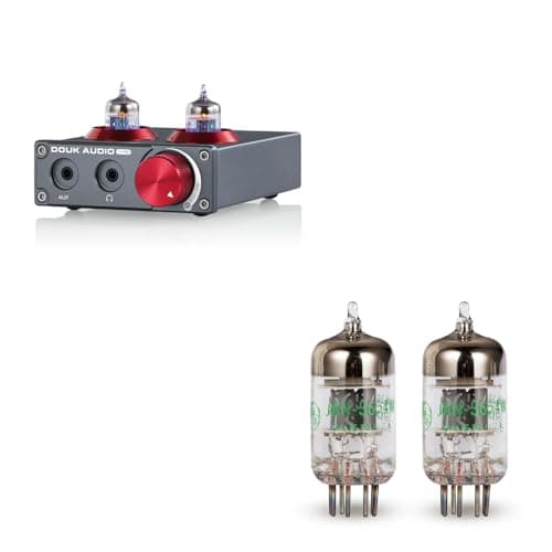 Douk Audio T4 PRO Vacuum Tube Phono Preamp with GE JAN5654W Matched Tubes, MM Turntable Preamplifier & Hi-Fi Headphone Amp Bundle for Enhanced Home Audio Experience