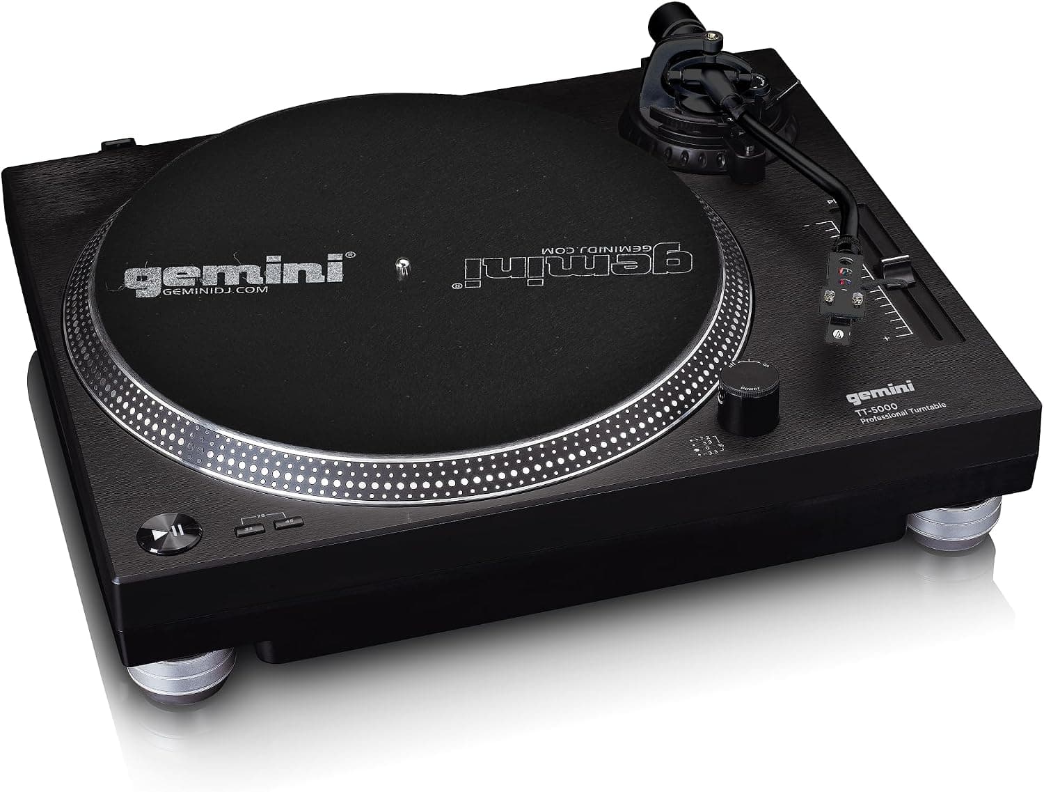 Gemini Direct Drive DJ Turntable TT-5000, Built-In Preamp, High Torque Motor, Pitch Control, S-Shaped Tonearm, 33/45/78 RPM