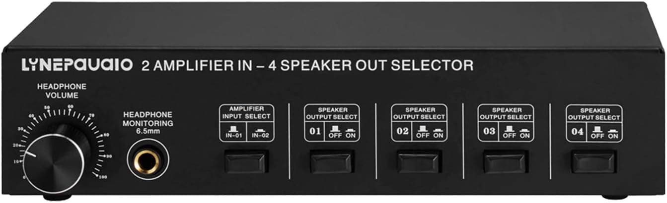 ROYHH 2 in 4 Out Speaker Selector Switch Box 4 Zone with Volume Control, Banana Jack