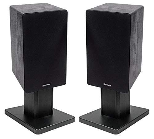Rockville RockShelf 68B Black 6.5" Bookshelf Speaker Pair with RHT8B Stands