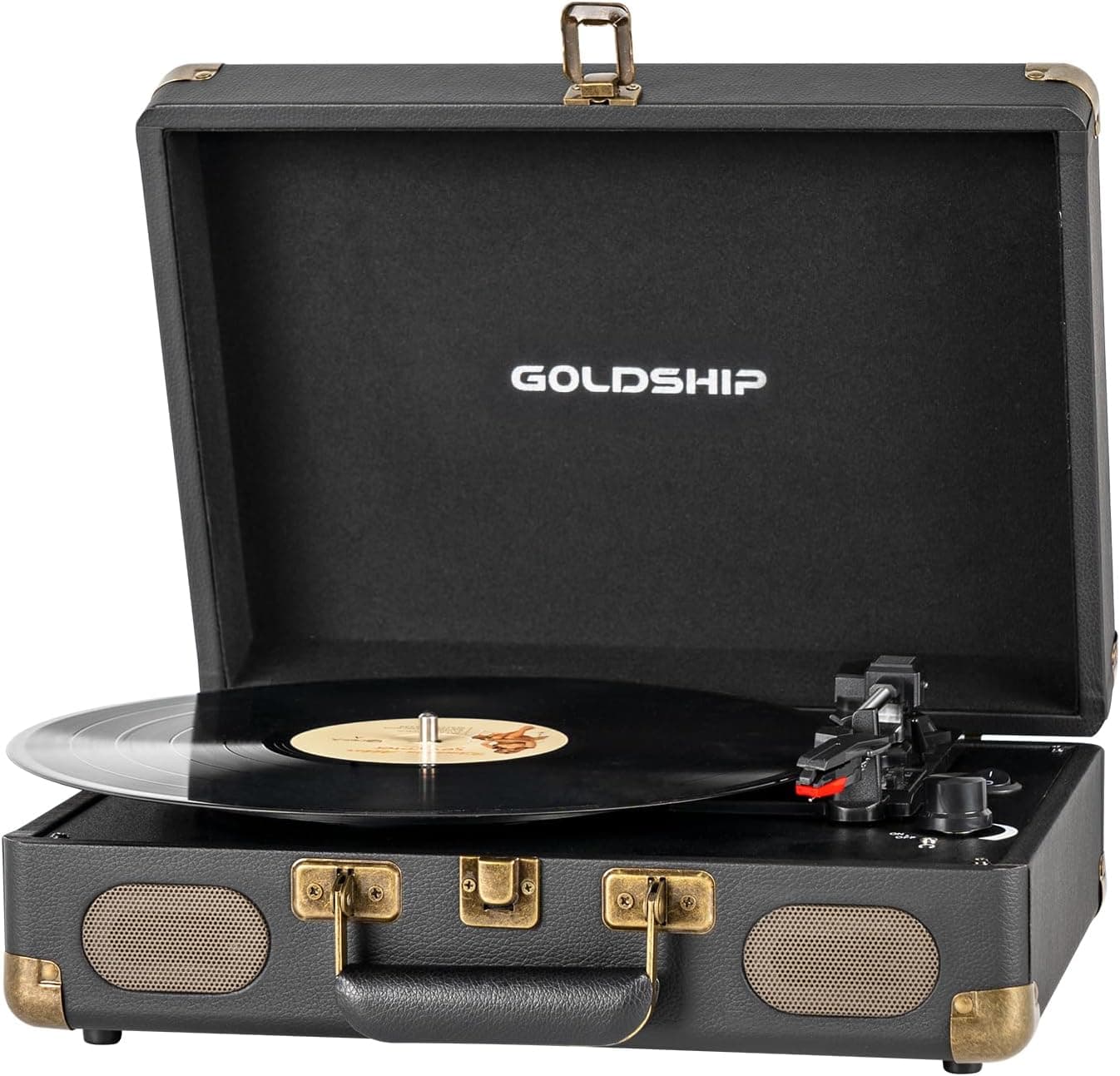 Vinyl Record Player 3-Speed Bluetooth Portable Turntable with USB Playback, Rechargeable Battery, Aux/RCA/Headphone