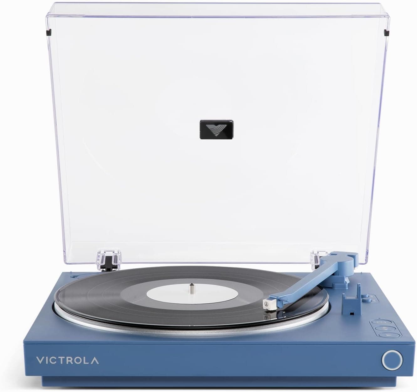 Victrola Fully Automatic Bluetooth Turntable with ATN3600L Cartridge, 2-Speed, Preamp, Aluminum Platter, Blue