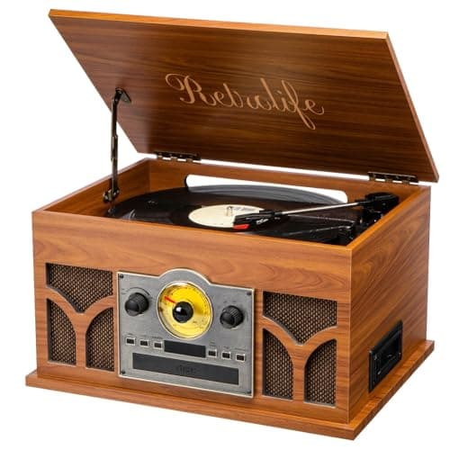 Retrolife® 10-in-1 Record Player with Speakers and Bluetooth-Mahogany