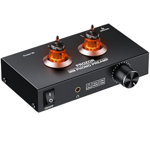 PROZOR Vacuum Tube Phono Preamp, JAN GE5654 Tube, for MM Turntable Phonograph & Record Player, Mini Headphone Amp for Home Audio Systems Stereo Amplifier, with 15V Power Adapter