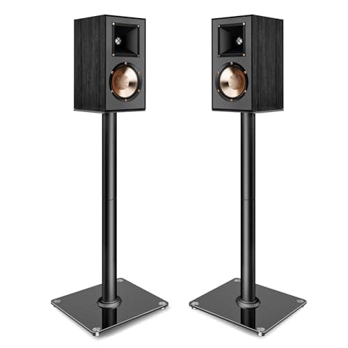 Speaker Stands Pair, 30" Fixed Height, 55lbs Weight Capacity, Glass Base