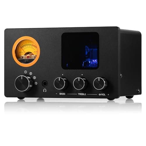 ​Douk Audio Vacuum Tube Preamp: Headphone Amp with VU Meter, 4-Way RCA Selector Switch Box, Preamplifier with Tone Control for​ Receivers, Amplifiers, Speakers, 16-600Ω Headphones (TUBE-T5C)