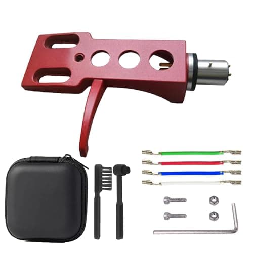 Universal Headshell LP Turntable Cartridge, Red.