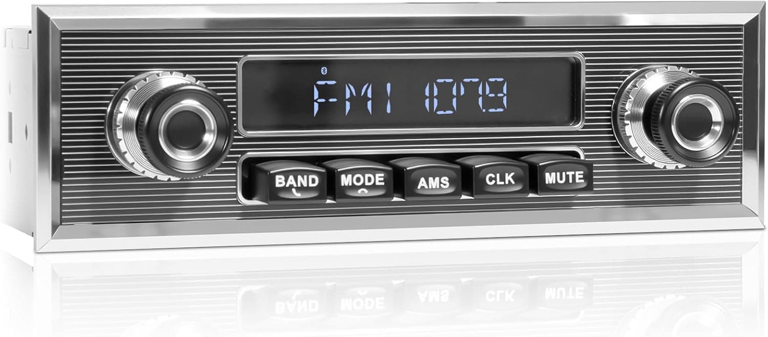 Bluetooth Retro Radio Single Din Vintage Stereo AM FM Tuner USB AUX Subwoofer RCA