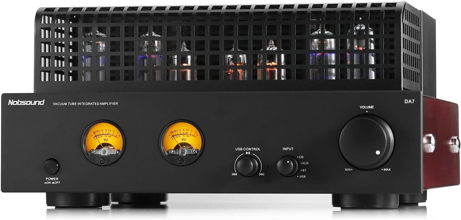 Nobsound Tube Power Bluetooth Amplifier HiFi Valve with Dual VU Meters, 6P1 6N1 (DA7)