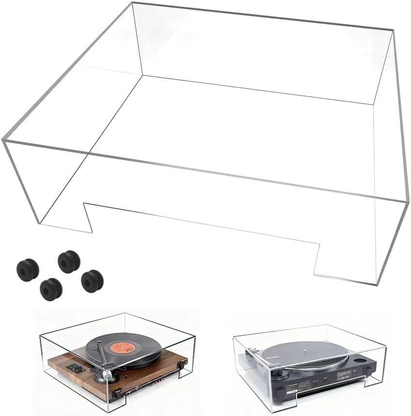YJNBEST Universal Turntable Dust Cover Clear Acrylic with Rear Cable Access