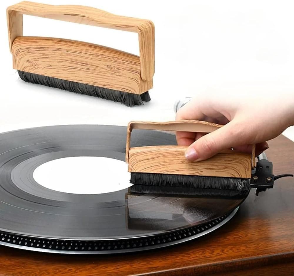 Vinyl Record Cleaning Brush Anti-Static Carbon Fiber Bristles Ultra-Soft Velvet Brush