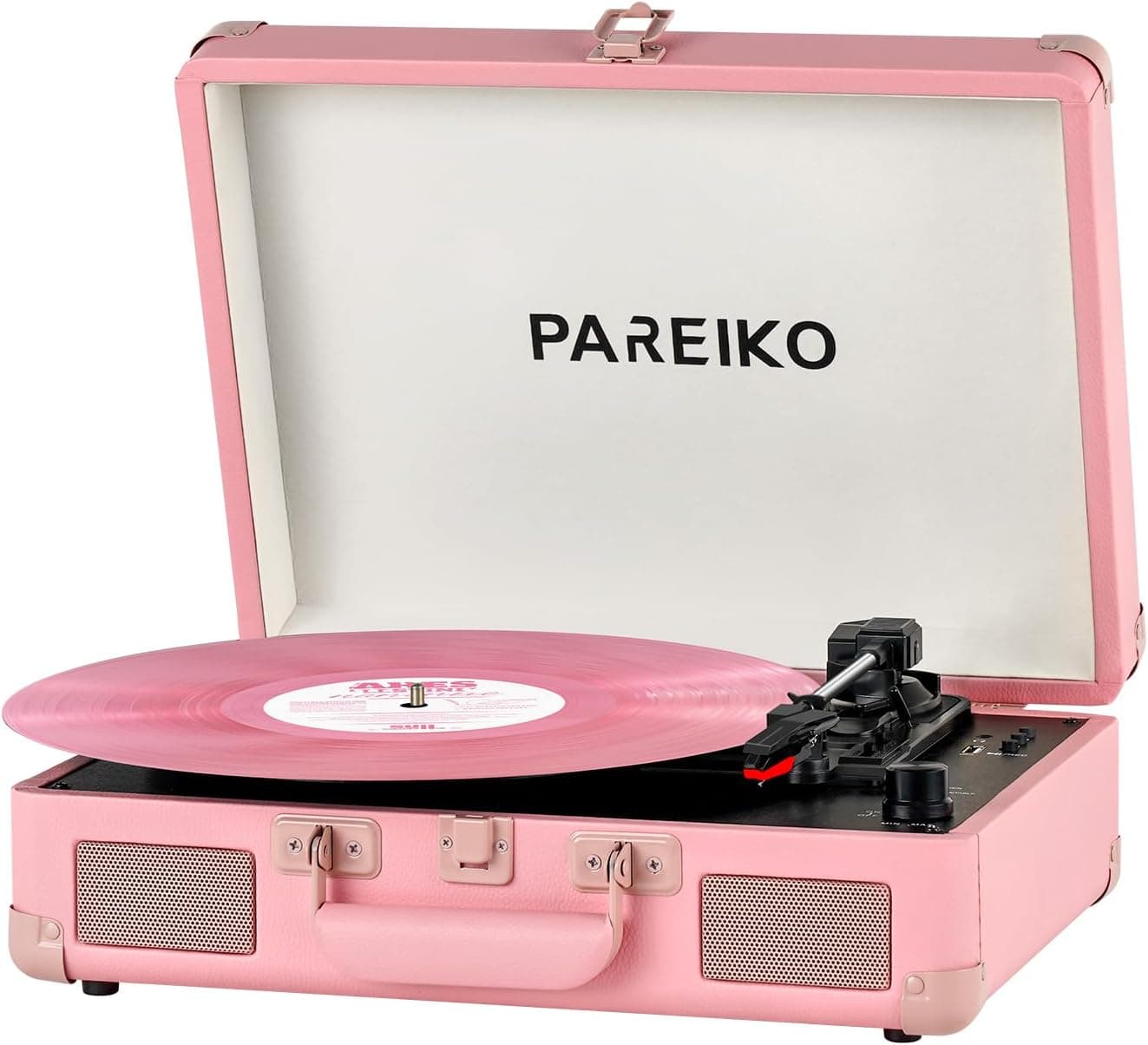 Portable Record Player with Bluetooth, USB Playback & Recording, 3-Speed Turntable, Built-in Speakers, Rechargeable Battery