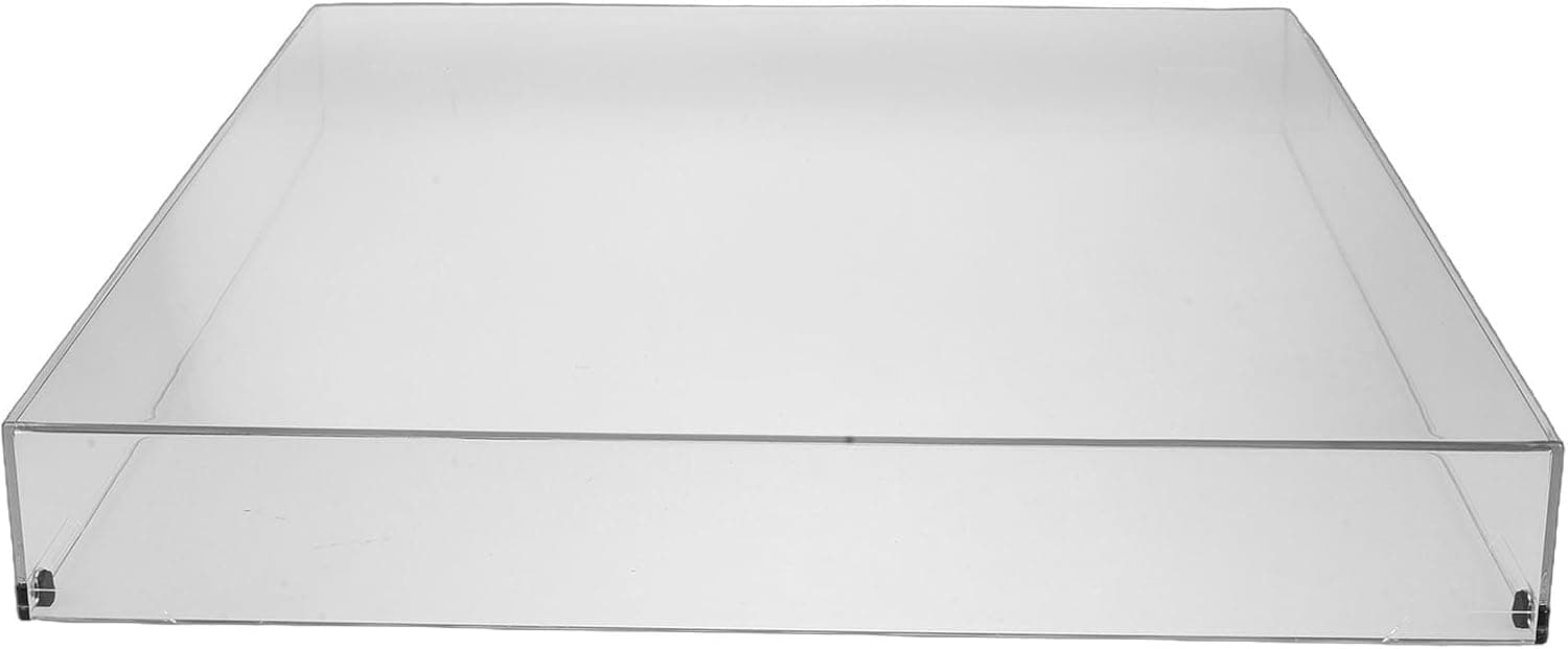 BUGUUYO Acrylic Dust Cover for Record Player Rectangle Transparent Lid 16.2x13.2x2.4