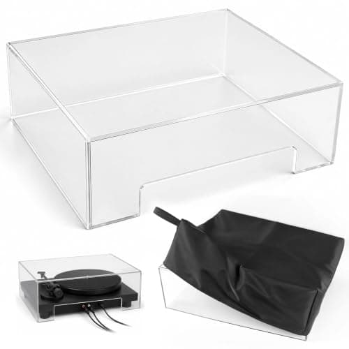LUTQ Universal Acrylic Turntable Dust Cover with Double-Layer Nylon Cover
